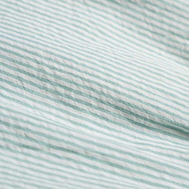 Organic Short Bubble Romper, Green Stripes - Rompers - 3