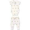 Organic Short Sleeve Romper & Pants Set, Summer Sun - Rompers - 1 - thumbnail