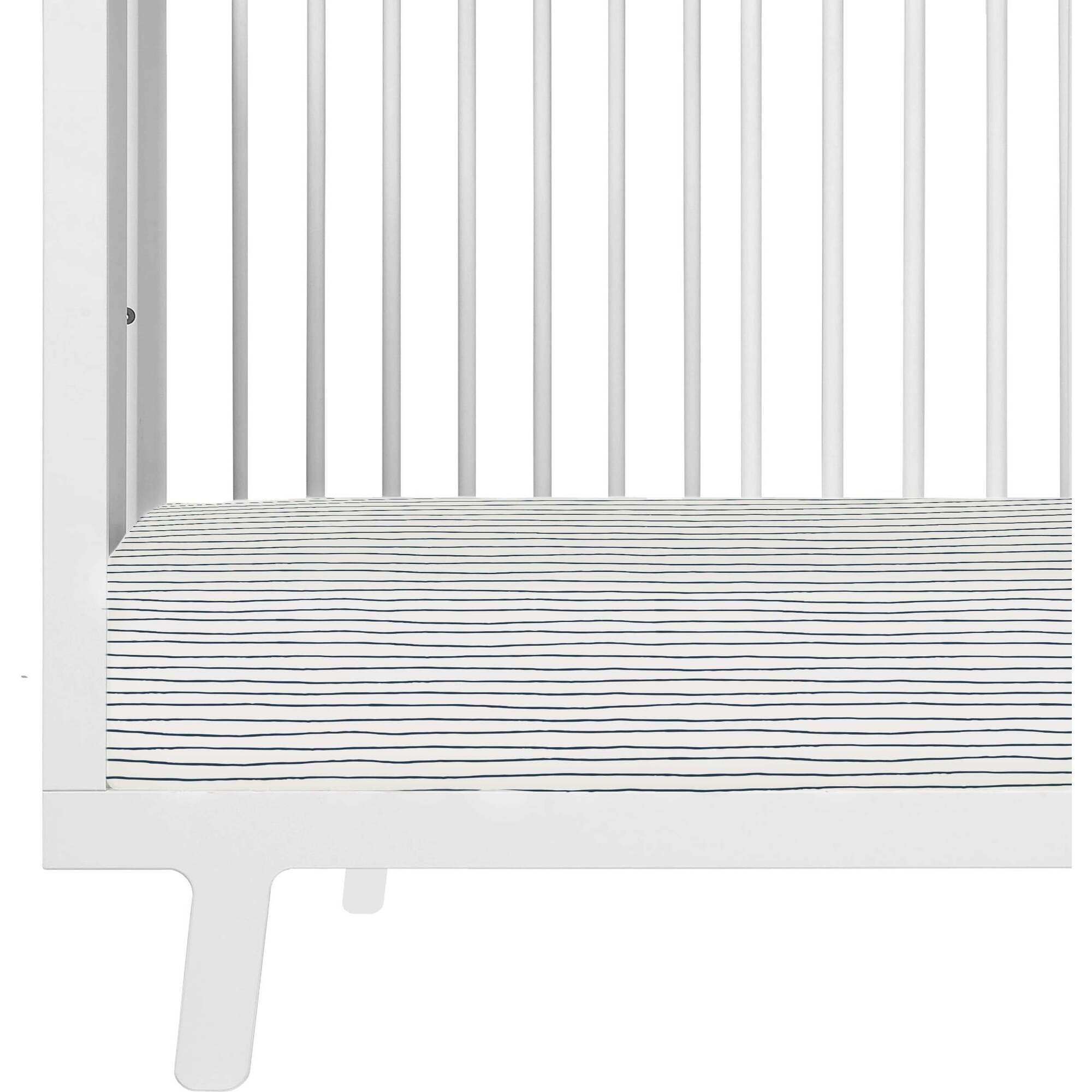 Organic Crib Sheet, Cobi Blue Stripes - Crib Sheets - 1