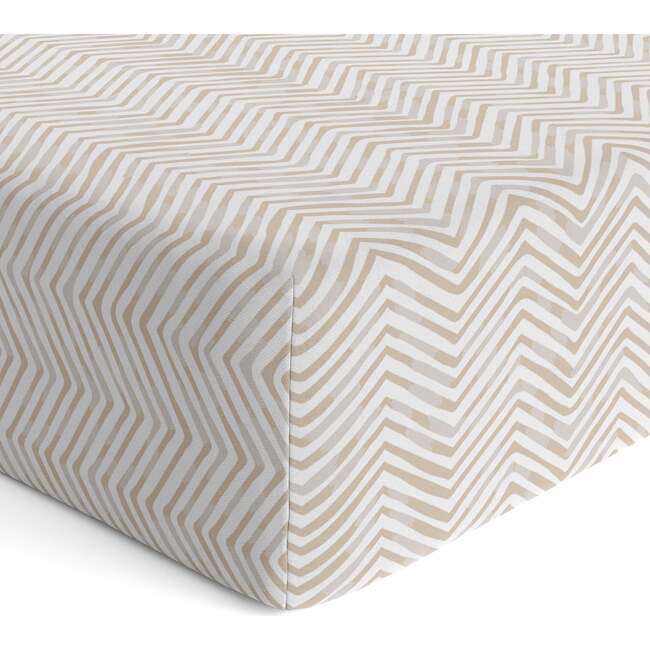 Organic Crib Sheet, Beige Stripes - Crib Sheets - 2