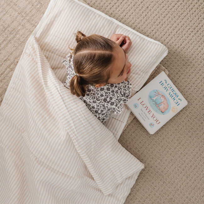 Organic Cozy Comfort Nap Mat, Beige Stripes - Nap Mats - 2