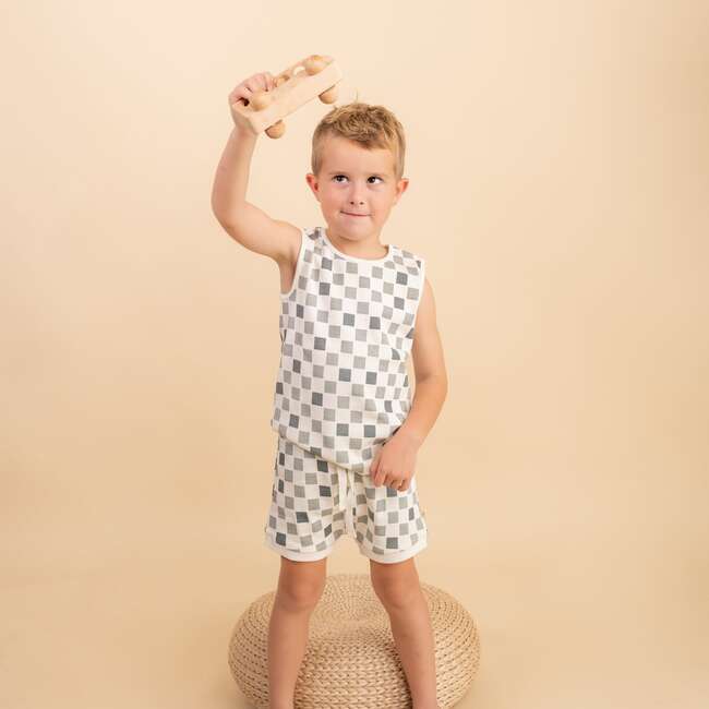 Organic Tank & Tee Shorts Set, Chequered - Mixed Apparel Set - 2