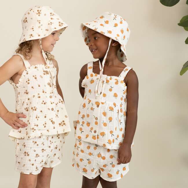 Organic Peplum Top & Shorts Set, Mandarin