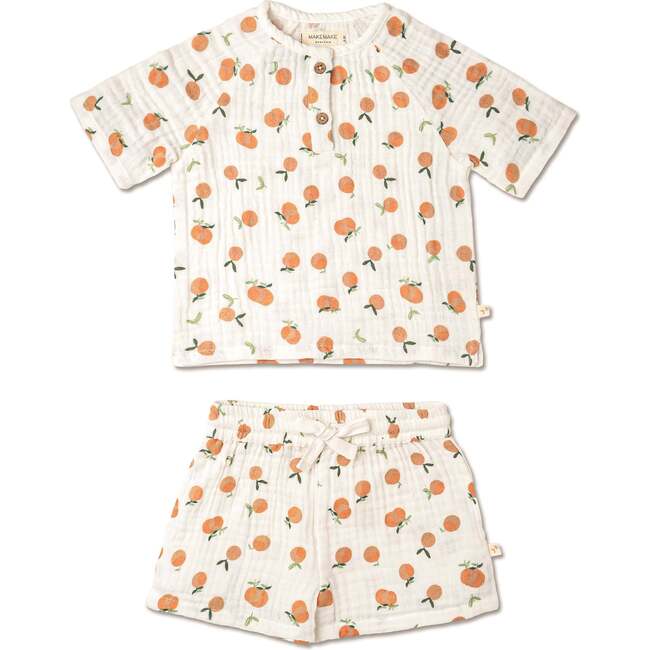 Organic Raglan Shirt & Shorts Set, Mandarin