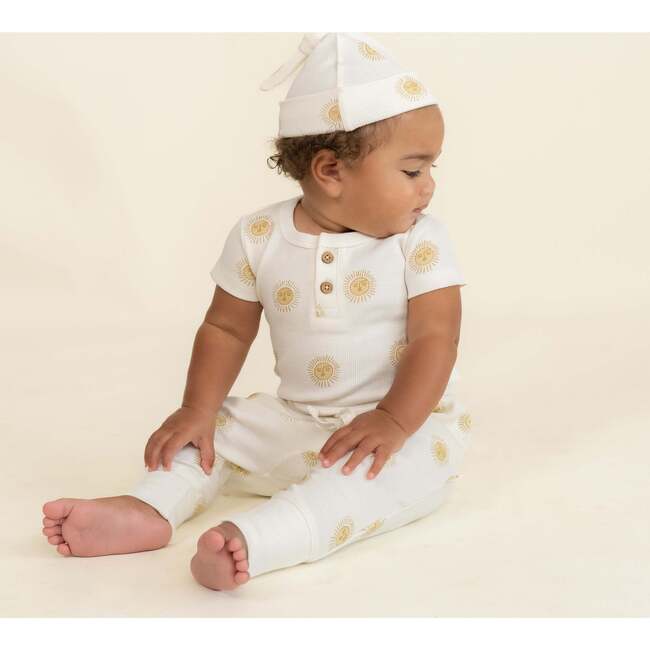 Organic Short Sleeve Romper & Pants Set, Summer Sun - Rompers - 2