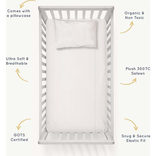 Organic Crib Sheet, Beige Stripes - Crib Sheets - 3