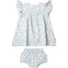 Organic Short Sleeve Flutter Dress, Blue Vines - Dresses - 1 - thumbnail