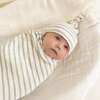 Organic Swaddle Blanket & Hat Set, Sage Stripes - Swaddles - 2