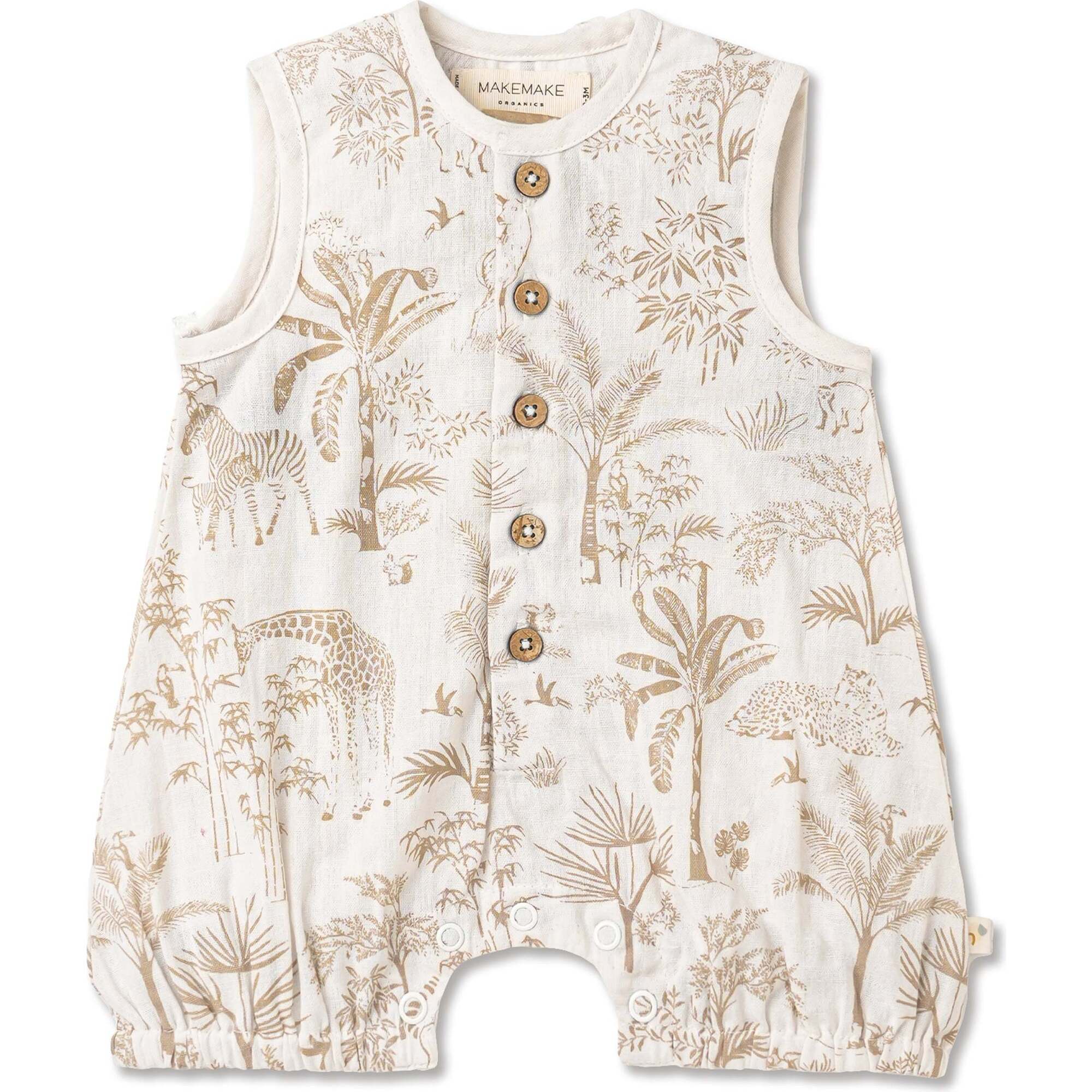 Organic Sleeveless Bubble Romper, Wild Tropics - Rompers - 1