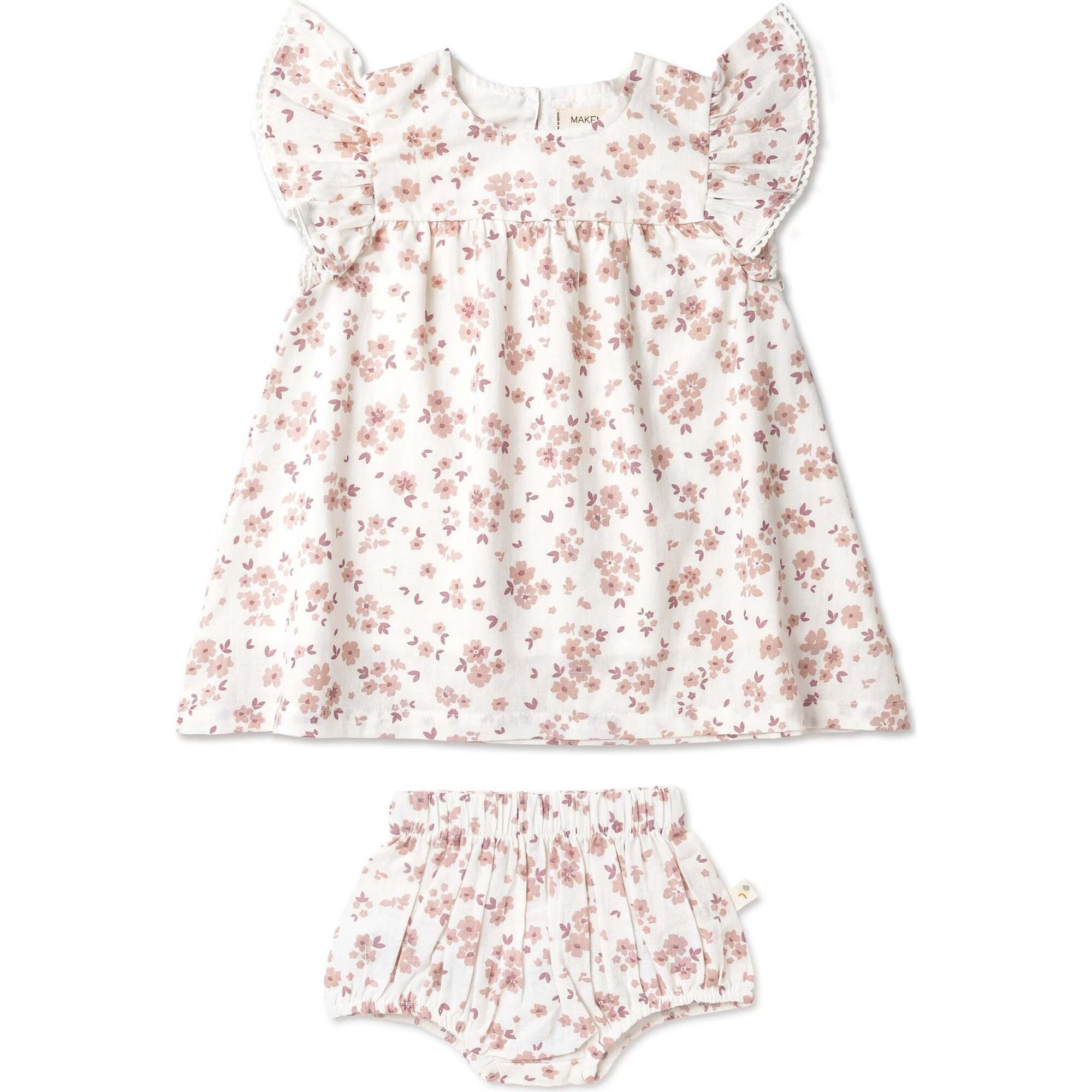 Organic Short Sleeve Flutter Dress, Petit Floral - Dresses - 1