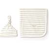 Organic Swaddle Blanket & Hat Set, Sage Stripes - Swaddles - 3