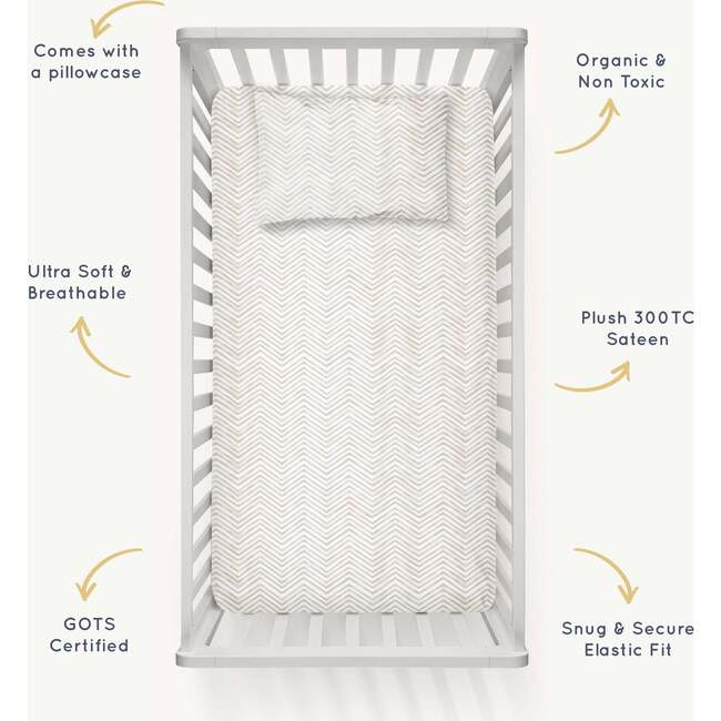 Organic Crib Sheet, Herringbone - Crib Sheets - 3