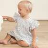 Organic Short Sleeve Flutter Dress, Blue Vines - Dresses - 2