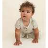 Organic Short Sleeve Romper & Pants Set, Surf - Rompers - 2