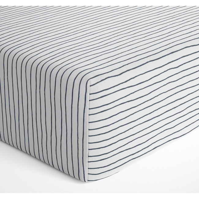 Organic Crib Sheet, Cobi Blue Stripes - Crib Sheets - 4