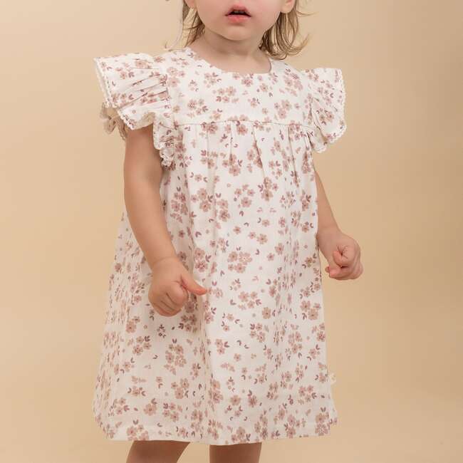 Organic Short Sleeve Flutter Dress, Petit Floral - Dresses - 2