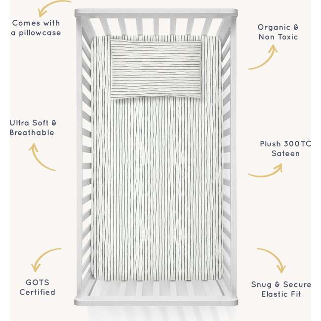 Organic Crib Sheet, Cobi Blue Stripes - Crib Sheets - 5