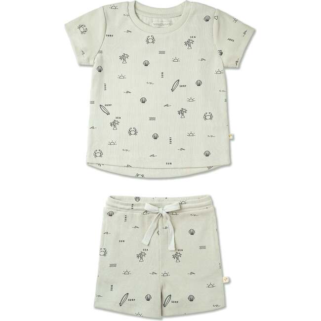 Organic Tee & Shorts Set, Surf - Mixed Apparel Set - 1