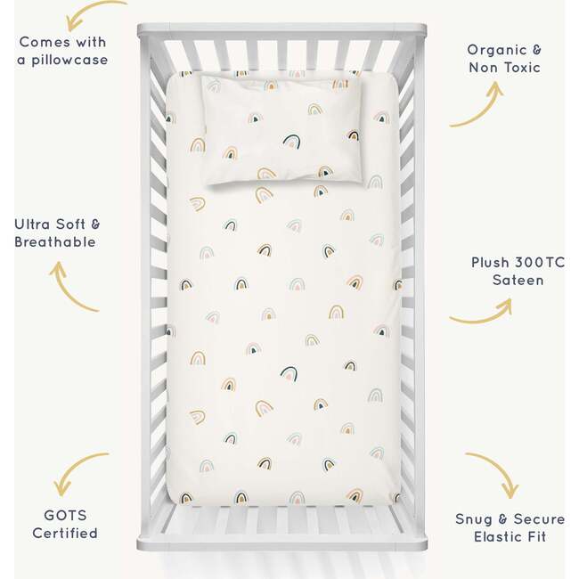 Organic Crib Sheet, Over The Rainbow - Crib Sheets - 5