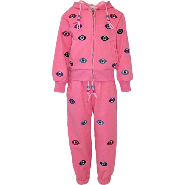 Women's Evil Eye Hoodie Set Pink
