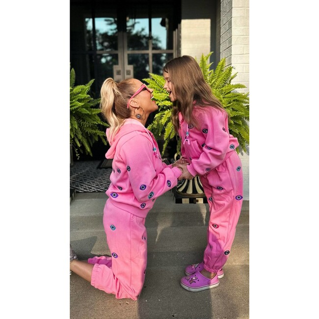 Women's Evil Eye Hoodie Set Pink - Mixed Apparel Set - 2