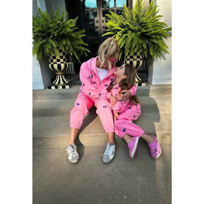 Women's Evil Eye Hoodie Set Pink - Mixed Apparel Set - 3