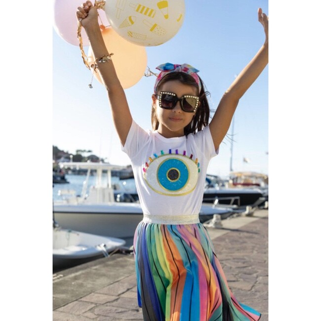 Women's White Rainbow Evil Eye Tee - T-Shirts - 4