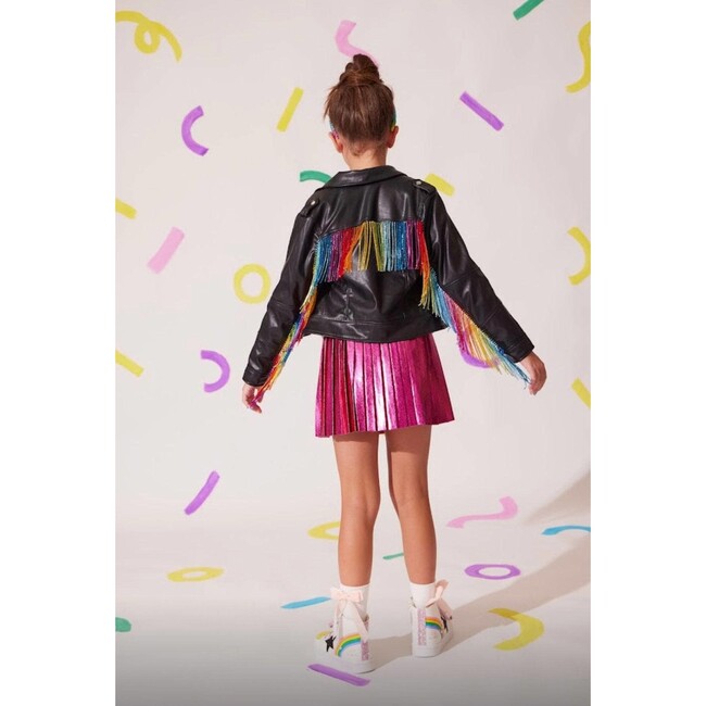Women's Crystal Rainbow Rain Leather Jacket - Jackets - 3