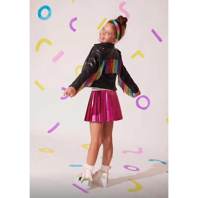 Women's Crystal Rainbow Rain Leather Jacket - Jackets - 4