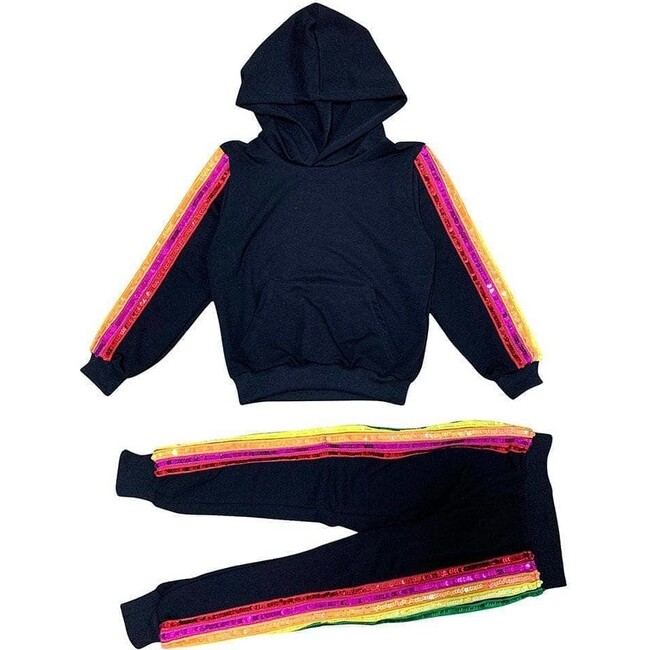 Women's Sequin Rainbow Hoodie Track Set