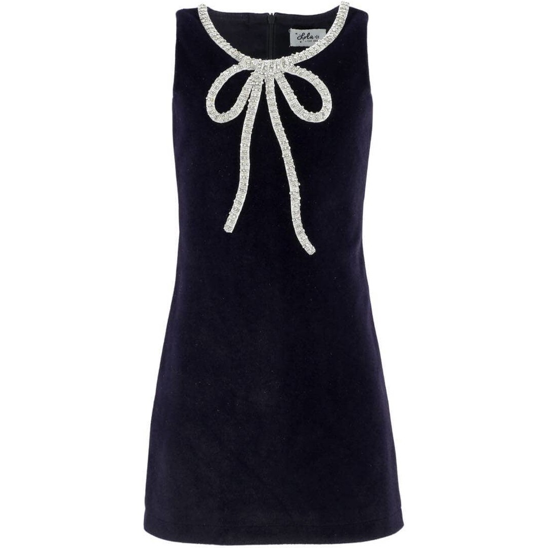 Women's Velvet Bow Princess Dress - Dresses - 1