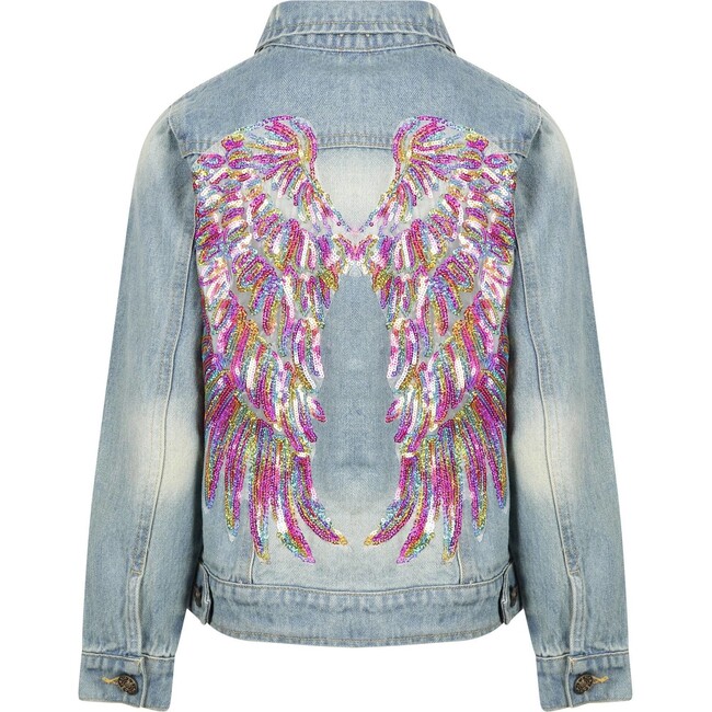 Women's Neon Angel Wings Denim Jacket Rainbow - Jackets - 1