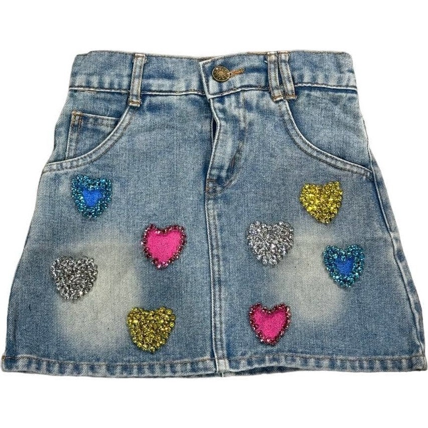Women's Sparkle Heart Denim Skirt - Skirts - 1