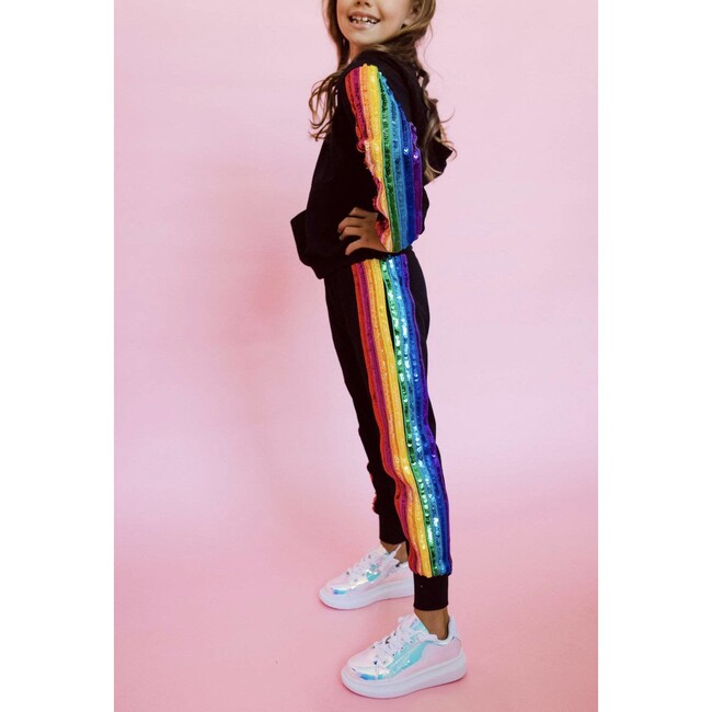 Women's Sequin Rainbow Hoodie Track Set - Mixed Apparel Set - 3
