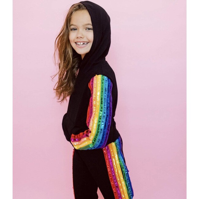 Women's Sequin Rainbow Hoodie Track Set - Mixed Apparel Set - 4