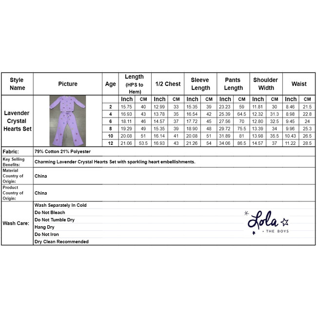 Lavender Crystal Hearts Set - Mixed Apparel Set - 5