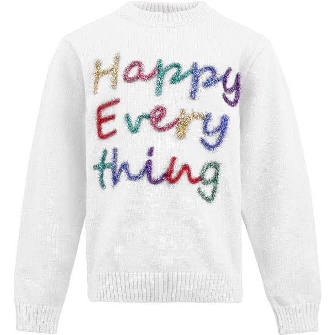 Women's Happy Everything Tinsel Sweater White - Sweaters - 1