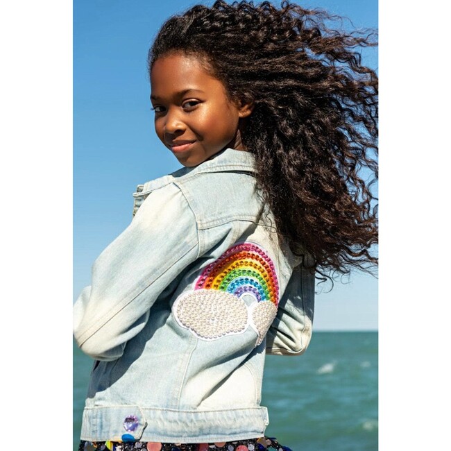 Womens Rainbow Pearl Denim Jacket - Jackets - 2
