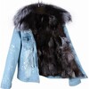 Women’s Ombre Fur Denim Jacket Grey - Jackets - 1 - thumbnail