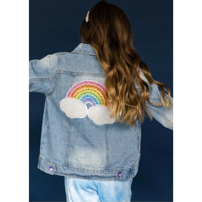 Womens Rainbow Pearl Denim Jacket - Jackets - 4