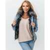 Women’s Ombre Fur Denim Jacket Grey - Jackets - 2