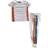 Women's White Rainbow Sequin Jogger Set - Mixed Apparel Set - 4