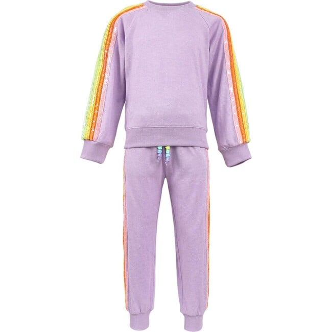 Women's Lavender Rainbow Sequin Set