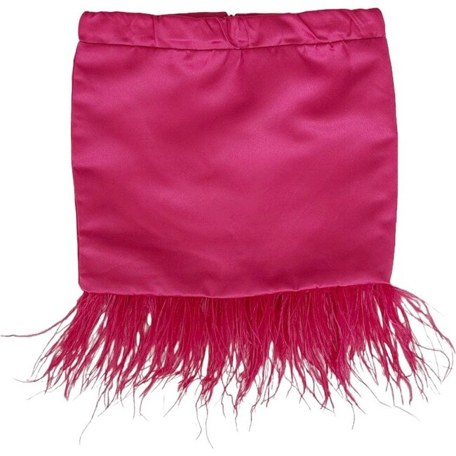 Women's Feather Trims Bright Pink Skirt