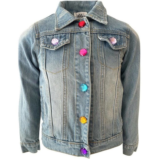 Womens Rainbow Pearl Denim Jacket - Jackets - 6