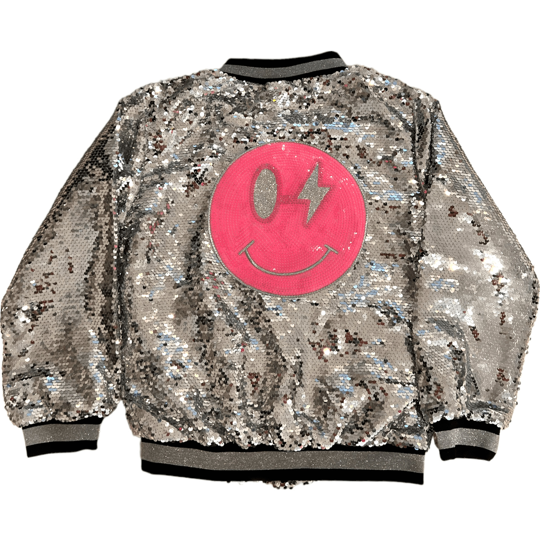 Women's Pink Emoji Sequin Bomber - Jackets - 1