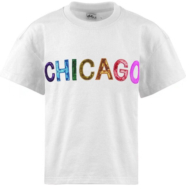 Women's Sequin Chicago T-shirt White