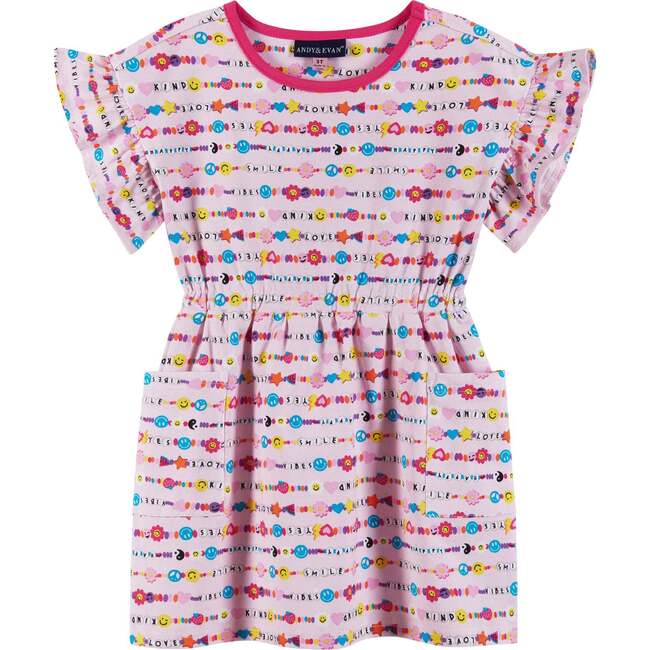 Kids Pink Jersey Elastic Waist Dress, Friendship Bracelet
