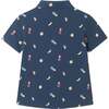 Kids Fruit Print Knit Buttondown, Navy Blue - Button Downs - 2