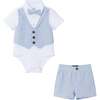 Infant Pinstripe Vest & Short Set, Chambray - Mixed Apparel Set - 1 - thumbnail